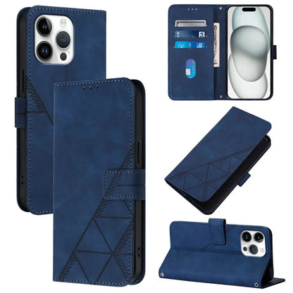 YB Imprinting Series-1 For iPhone 16 Pro Max Leather Case with Hand Strap Wallet Phone Cover