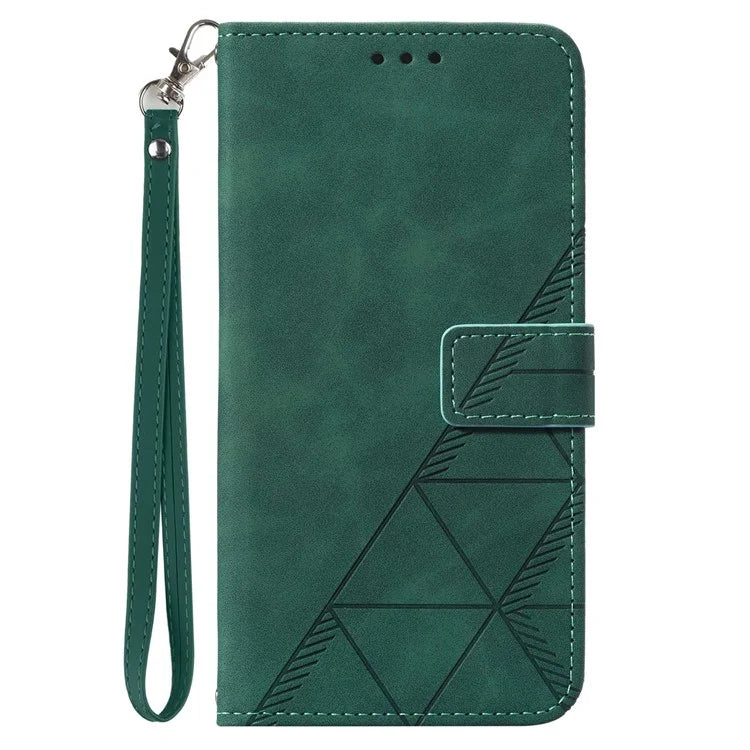 YB Imprinting Series-1 For iPhone 16 Pro Max Leather Case with Hand Strap Wallet Phone Cover