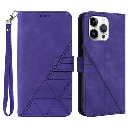 YB Imprinting Series-1 For iPhone 16 Pro Max Leather Case with Hand Strap Wallet Phone Cover