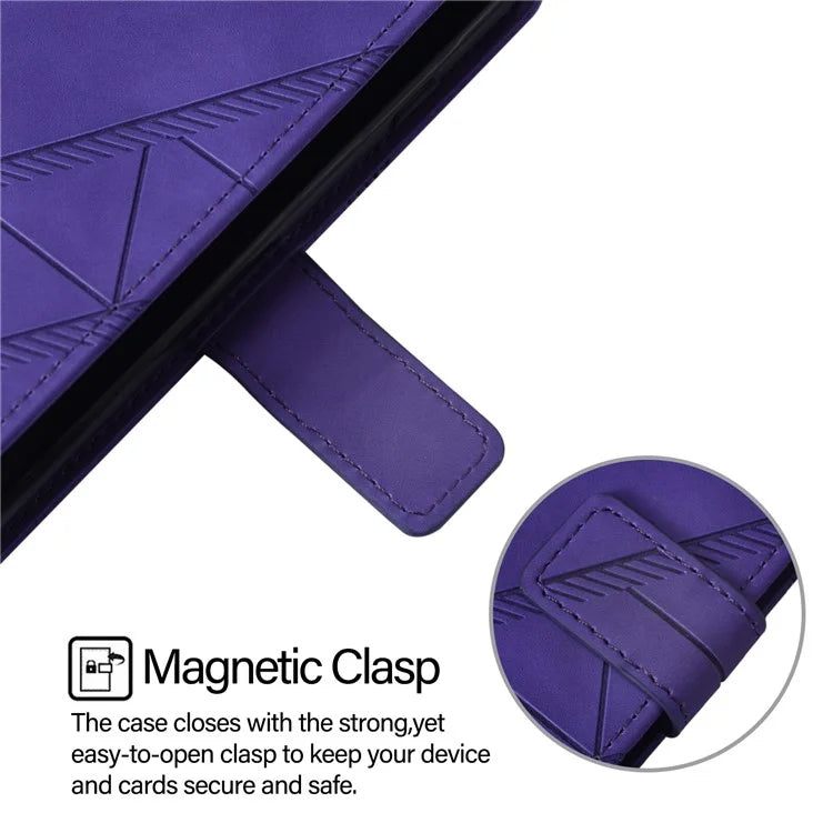 YB Imprinting Series-1 For iPhone 16 Pro Max Leather Case with Hand Strap Wallet Phone Cover