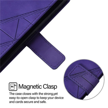 YB Imprinting Series-1 For iPhone 16 Pro Max Leather Case with Hand Strap Wallet Phone Cover