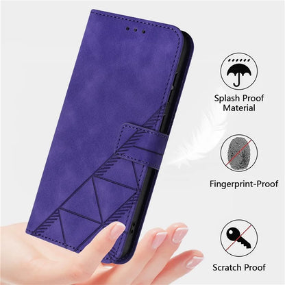 YB Imprinting Series-1 For iPhone 16 Pro Max Leather Case with Hand Strap Wallet Phone Cover