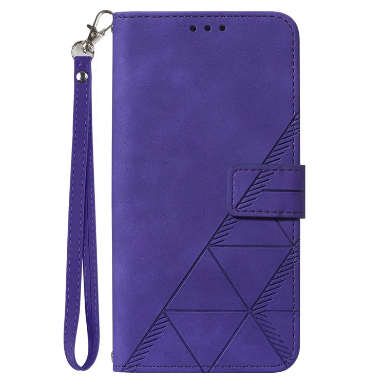 YB Imprinting Series-1 For iPhone 16 Pro Max Leather Case with Hand Strap Wallet Phone Cover