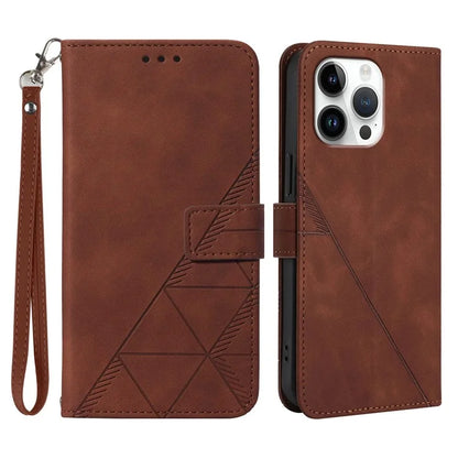 YB Imprinting Series-1 For iPhone 16 Pro Max Leather Case with Hand Strap Wallet Phone Cover