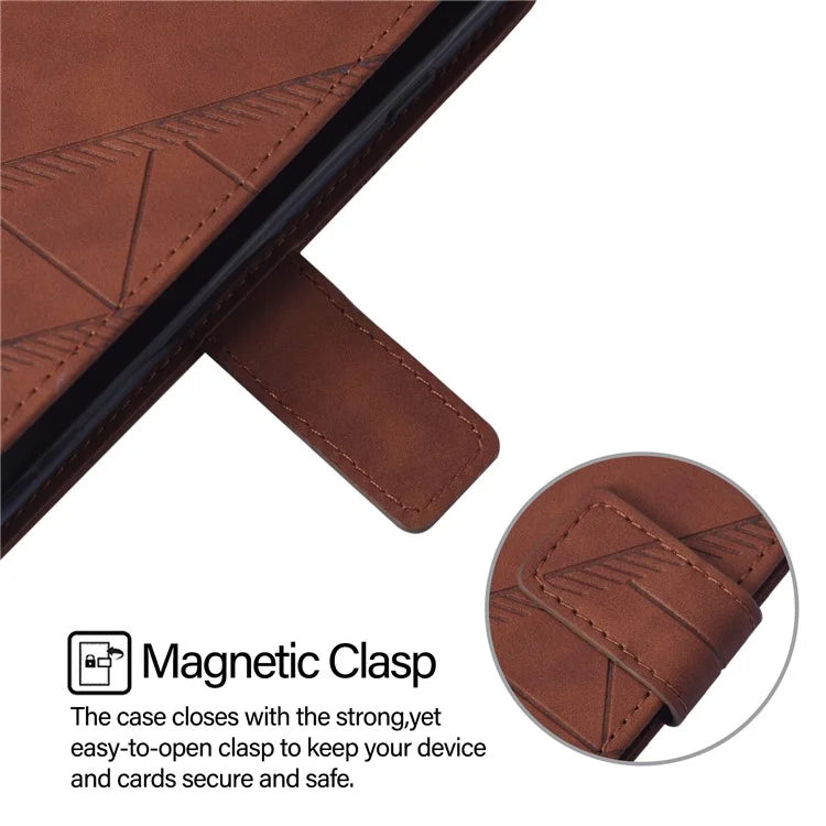 YB Imprinting Series-1 For iPhone 16 Pro Max Leather Case with Hand Strap Wallet Phone Cover