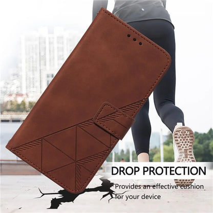 YB Imprinting Series-1 For iPhone 16 Pro Max Leather Case with Hand Strap Wallet Phone Cover