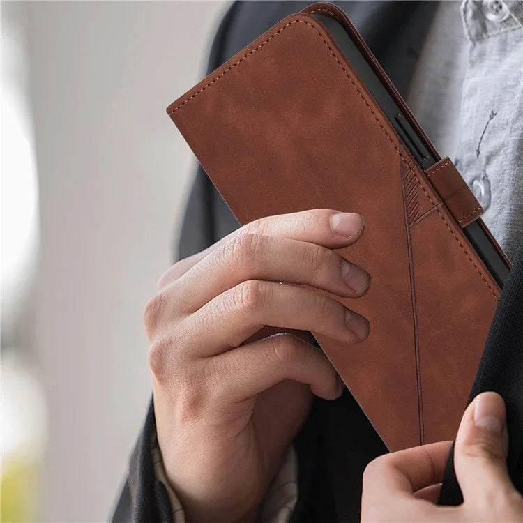 YB Imprinting Series-1 For iPhone 16 Pro Max Leather Case with Hand Strap Wallet Phone Cover