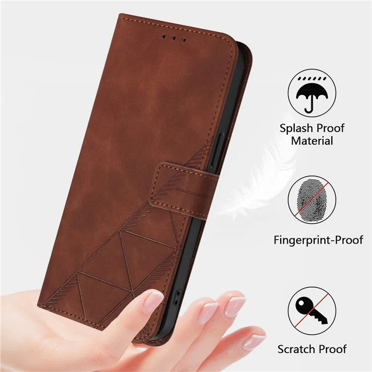 YB Imprinting Series-1 For iPhone 16 Pro Max Leather Case with Hand Strap Wallet Phone Cover