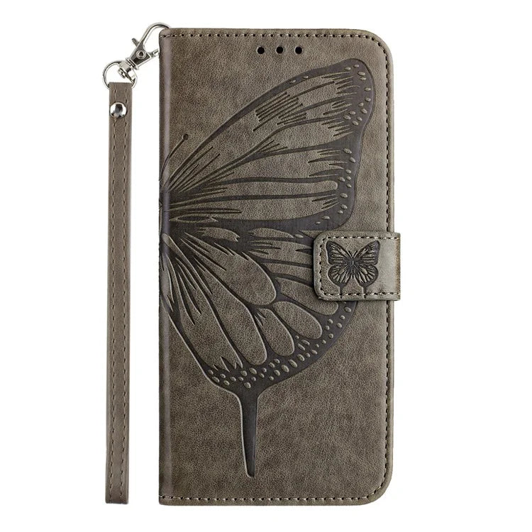 YB Imprinting Series-4 For iPhone 16 Pro Max Case Butterfly Flower Flip Wallet Leather Phone Cover