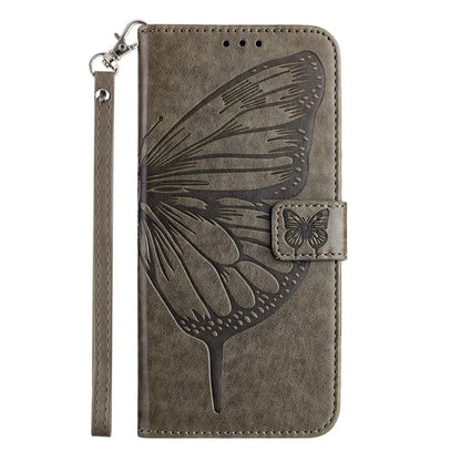 YB Imprinting Series-4 For iPhone 16 Pro Max Case Butterfly Flower Flip Wallet Leather Phone Cover