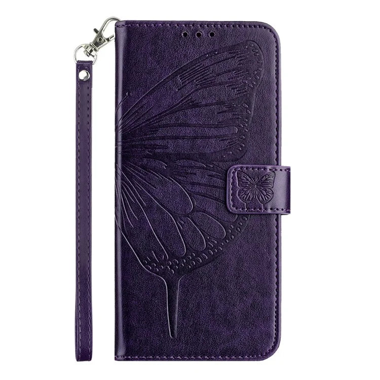 YB Imprinting Series-4 For iPhone 16 Pro Max Case Butterfly Flower Flip Wallet Leather Phone Cover