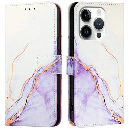 YB Pattern Printing Leather Series-6 For iPhone 16 Pro Max Case Marble Wallet Crossbody Phone Cover