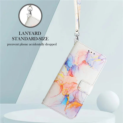 YB Pattern Printing Leather Series-5 For iPhone 16 Plus Case Marble Pattern Wallet Phone Cover