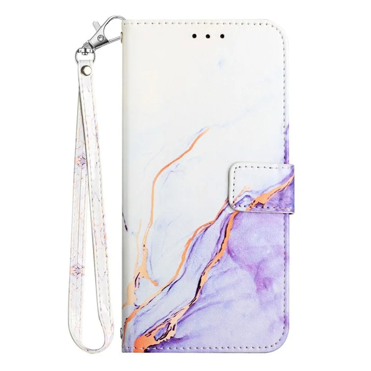 YB Pattern Printing Leather Series-5 For iPhone 16 Plus Case Marble Pattern Wallet Phone Cover