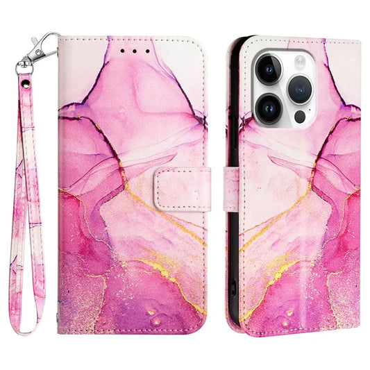 YB Pattern Printing Leather Series-5 For iPhone 16 Pro Max Case Marble Pattern Wallet Phone Cover