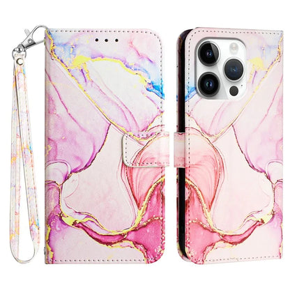YB Pattern Printing Leather Series-5 For iPhone 16 Pro Max Case Marble Pattern Wallet Phone Cover