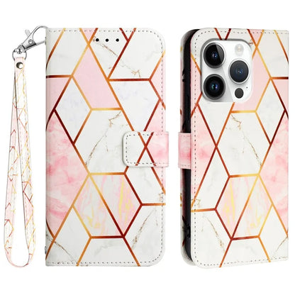 YB Pattern Printing Leather Series-5 For iPhone 16 Pro Max Case Marble Pattern Wallet Phone Cover