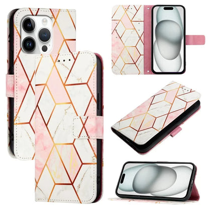 YB Pattern Printing Leather Series-5 For iPhone 16 Pro Max Case Marble Pattern Wallet Phone Cover