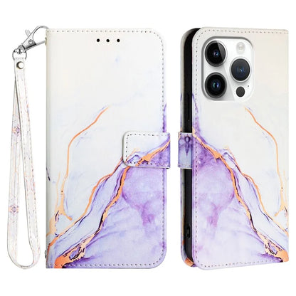 YB Pattern Printing Leather Series-5 For iPhone 16 Pro Max Case Marble Pattern Wallet Phone Cover