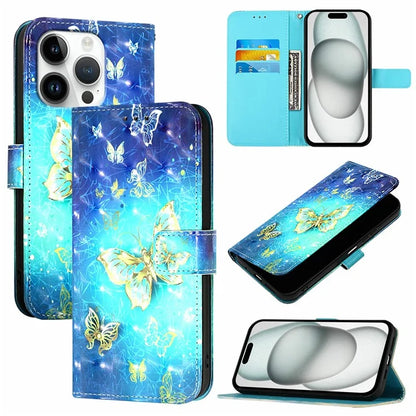 YB Pattern Printing Leather Series-2 For iPhone 16 Pro Case Stand View Wallet Phone Cover