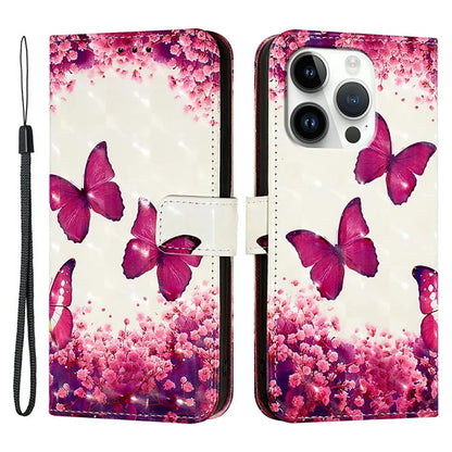 YB Pattern Printing Leather Series-2 For iPhone 16 Pro Case Stand View Wallet Phone Cover