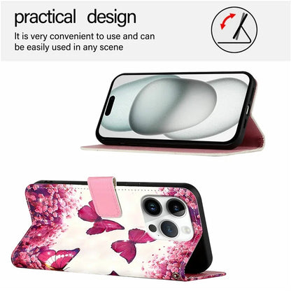 YB Pattern Printing Leather Series-2 For iPhone 16 Pro Case Stand View Wallet Phone Cover