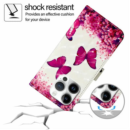 YB Pattern Printing Leather Series-2 For iPhone 16 Pro Case Stand View Wallet Phone Cover