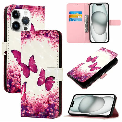 YB Pattern Printing Leather Series-2 For iPhone 16 Pro Case Stand View Wallet Phone Cover