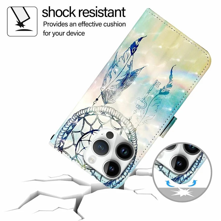 YB Pattern Printing Leather Series-2 For iPhone 16 Pro Case Stand View Wallet Phone Cover