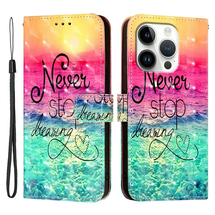 YB Pattern Printing Leather Series-2 For iPhone 16 Pro Case Stand View Wallet Phone Cover
