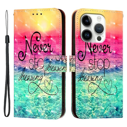 YB Pattern Printing Leather Series-2 For iPhone 16 Pro Case Stand View Wallet Phone Cover