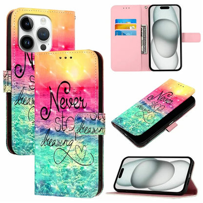 YB Pattern Printing Leather Series-2 For iPhone 16 Pro Case Stand View Wallet Phone Cover