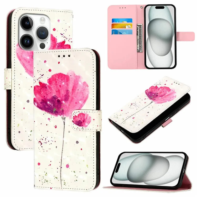 YB Pattern Printing Leather Series-2 For iPhone 16 Pro Case Stand View Wallet Phone Cover