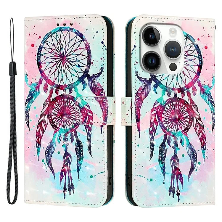 YB Pattern Printing Leather Series-2 For iPhone 16 Pro Case Stand View Wallet Phone Cover