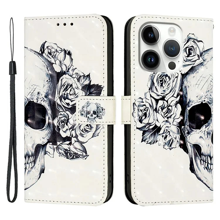 YB Pattern Printing Leather Series-2 For iPhone 16 Pro Case Stand View Wallet Phone Cover
