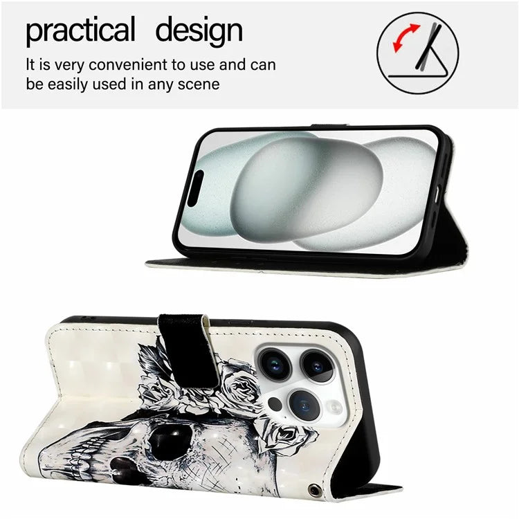 YB Pattern Printing Leather Series-2 For iPhone 16 Pro Case Stand View Wallet Phone Cover