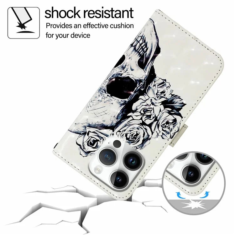 YB Pattern Printing Leather Series-2 For iPhone 16 Pro Case Stand View Wallet Phone Cover