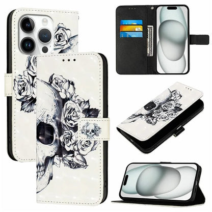 YB Pattern Printing Leather Series-2 For iPhone 16 Pro Case Stand View Wallet Phone Cover