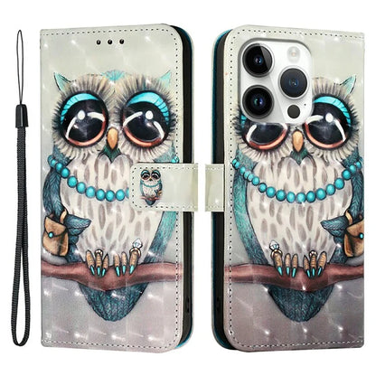 YB Pattern Printing Leather Series-2 For iPhone 16 Pro Case Stand View Wallet Phone Cover