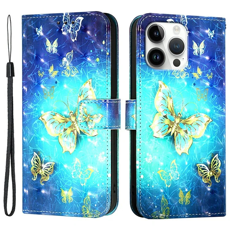 YB Pattern Printing Leather Series-2 For iPhone 16 Pro Max Case Stand View Wallet Phone Cover