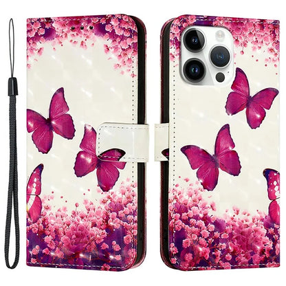YB Pattern Printing Leather Series-2 For iPhone 16 Pro Max Case Stand View Wallet Phone Cover