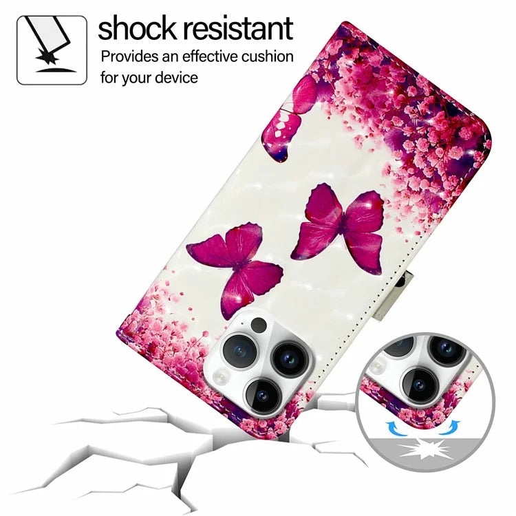 YB Pattern Printing Leather Series-2 For iPhone 16 Pro Max Case Stand View Wallet Phone Cover