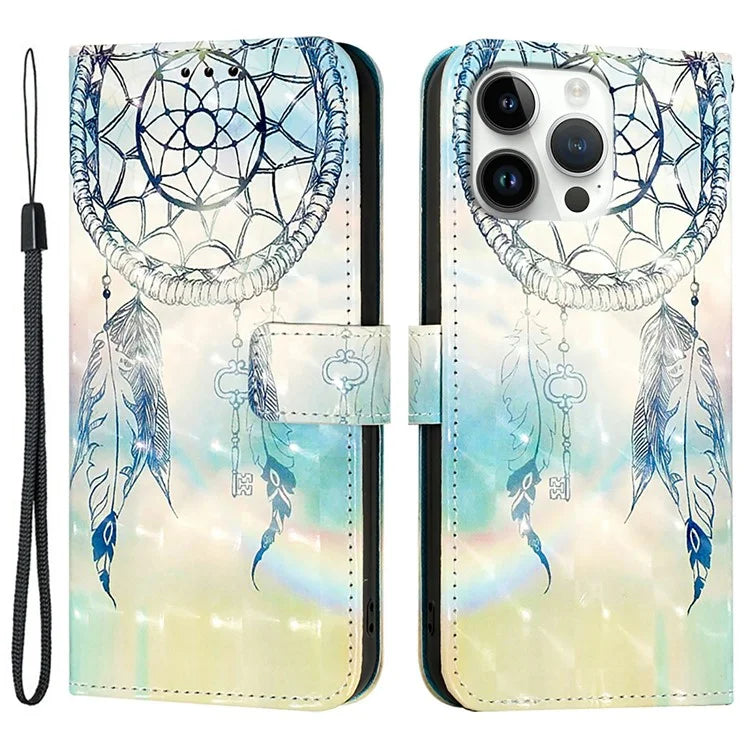 YB Pattern Printing Leather Series-2 For iPhone 16 Pro Max Case Stand View Wallet Phone Cover