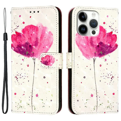 YB Pattern Printing Leather Series-2 For iPhone 16 Pro Max Case Stand View Wallet Phone Cover
