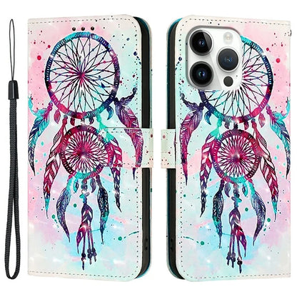 YB Pattern Printing Leather Series-2 For iPhone 16 Pro Max Case Stand View Wallet Phone Cover