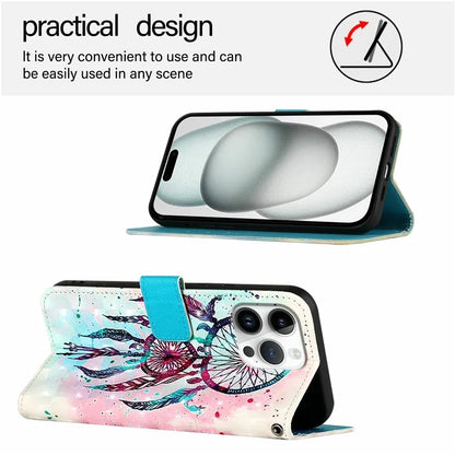YB Pattern Printing Leather Series-2 For iPhone 16 Pro Max Case Stand View Wallet Phone Cover
