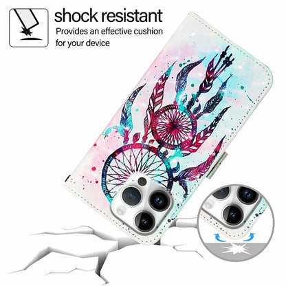 YB Pattern Printing Leather Series-2 For iPhone 16 Pro Max Case Stand View Wallet Phone Cover