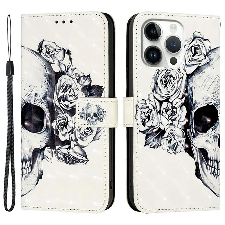 YB Pattern Printing Leather Series-2 For iPhone 16 Pro Max Case Stand View Wallet Phone Cover