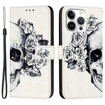 YB Pattern Printing Leather Series-2 For iPhone 16 Pro Max Case Stand View Wallet Phone Cover
