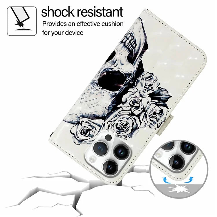 YB Pattern Printing Leather Series-2 For iPhone 16 Pro Max Case Stand View Wallet Phone Cover